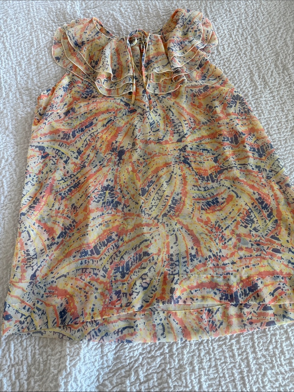 CAbi Yellow Multi Ruffled Tie-Front Camisole